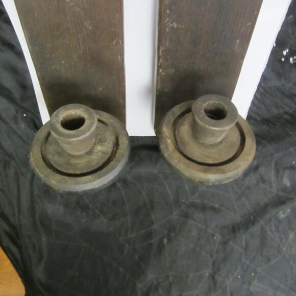 RETRO 70'S COLONIAL STYLE WOODEN CANDLE WALL SCONCES, HAND MADE, DK WOOD - Picture 3 of 8